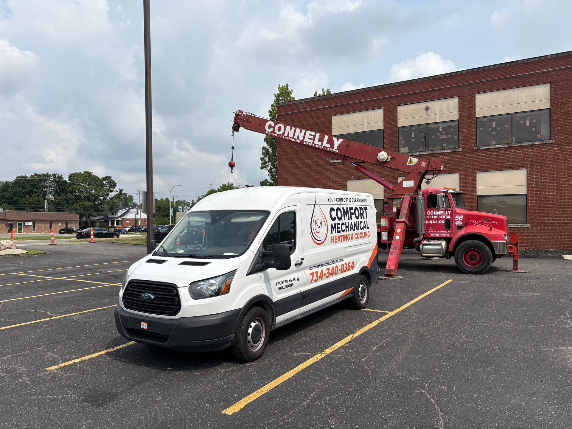 Commercial AC Installation with a Crane in Saline image